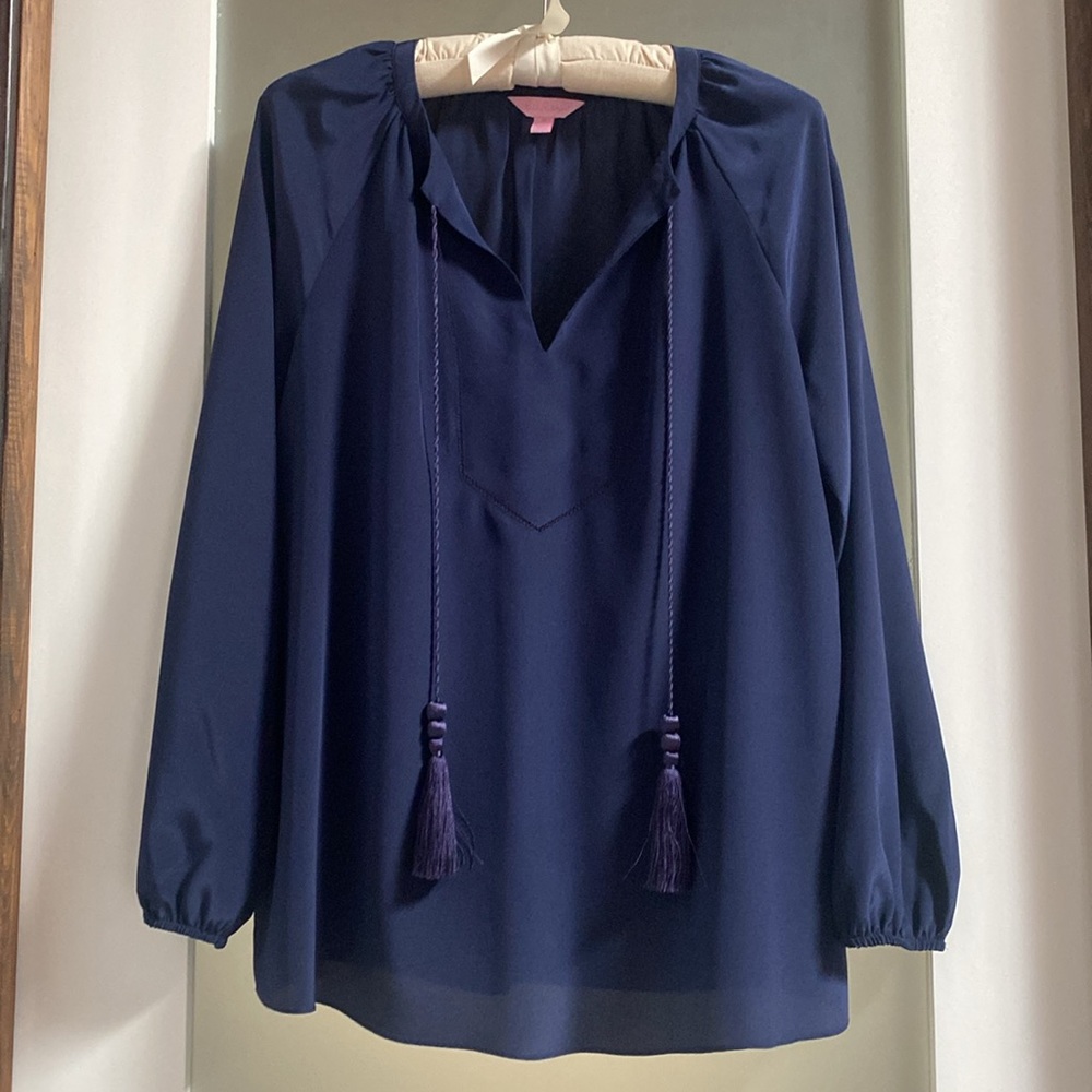 Lilly Pulitzer Navy Silk Blouse